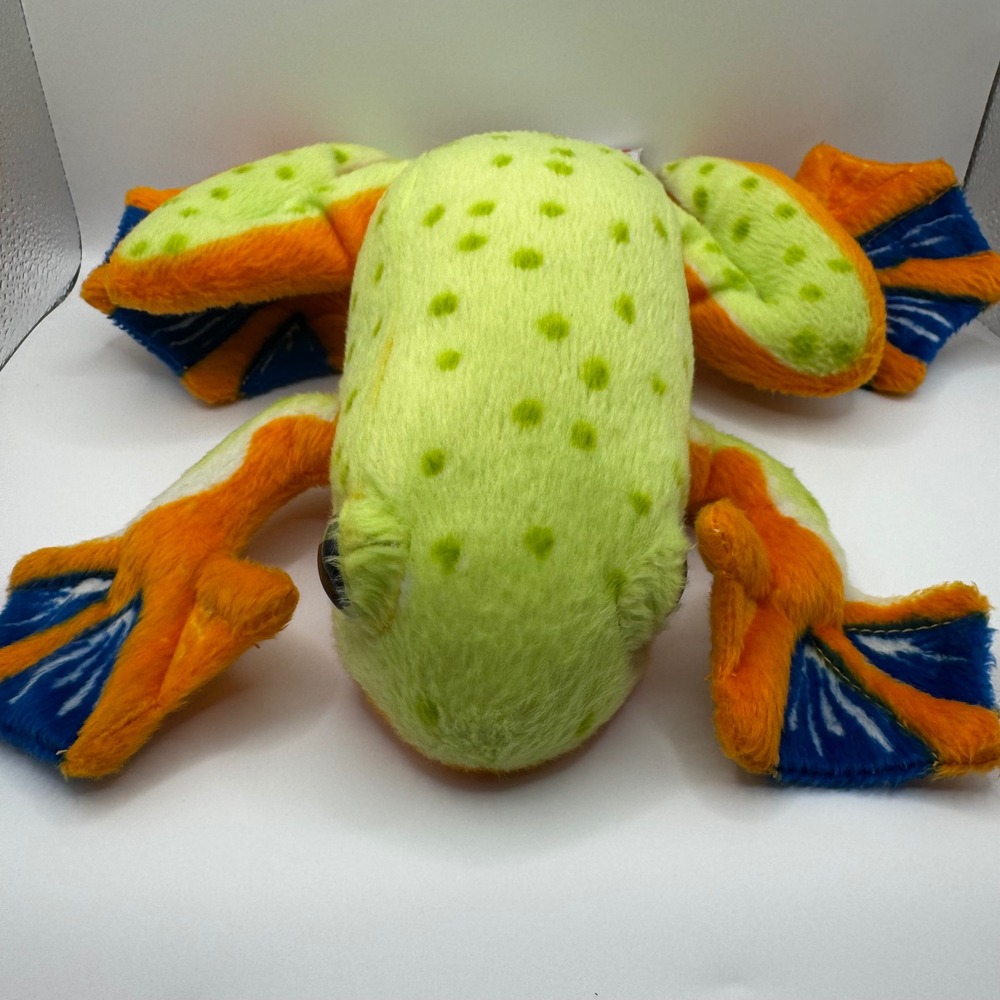 Ganz Realistic Frog Plush Lime Green Orange Blue Webbed‎ Feet H11043
